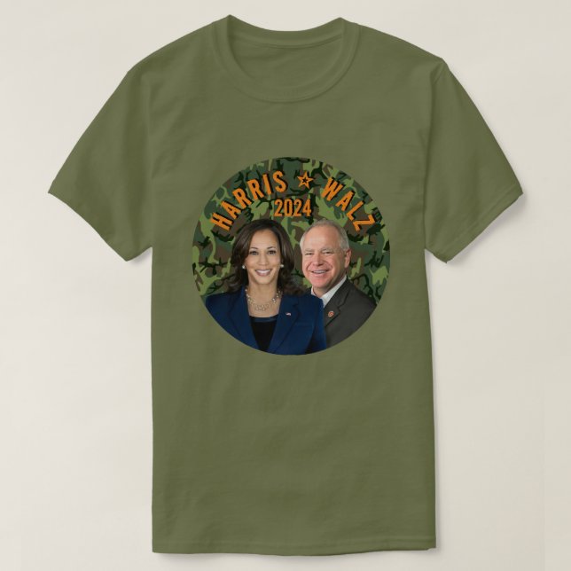 Kamala Harris Tim Walz Präsident Camouflage für Fo T-Shirt (Design vorne)