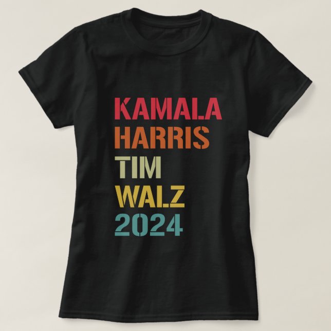 Kamala Harris Tim Walz Waltz 2024 Wahldemokratie T-Shirt (Design vorne)