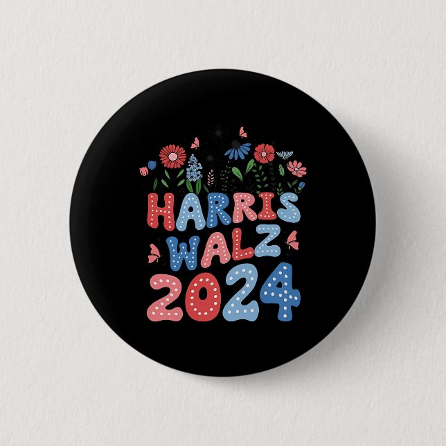 Kamala Harris Tim Walz Waltz Button (Vorderseite)