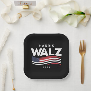 Kamala Harris Tim Walz Waltz Wahl 2024 Pappteller