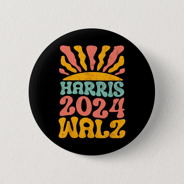 Kamala Harris Tim Wheimer 2024 Retro Cat Lady Fema Button (Vorderseite)
