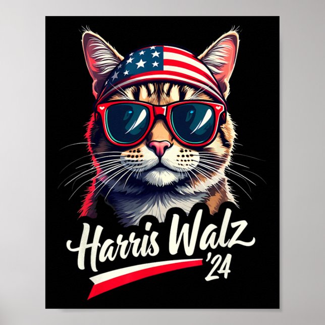 Kamala Harris Tim Wheimer Niedlich Cat Präsident F Poster (Vorne)