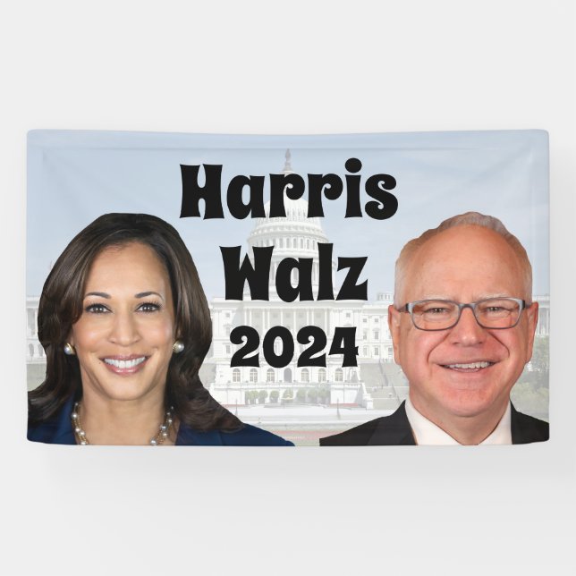 Kamala Harris und Tim Walz 2024 Banner (Horizontal)