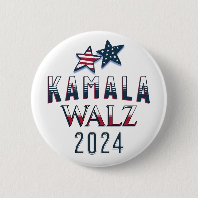Kamala Harris und Tim Walz 2024 Button (Vorderseite)