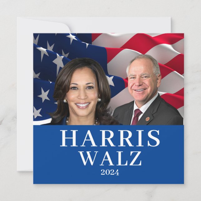 Kamala Harris und Tim Walz 2024 Einladung (Vorderseite)