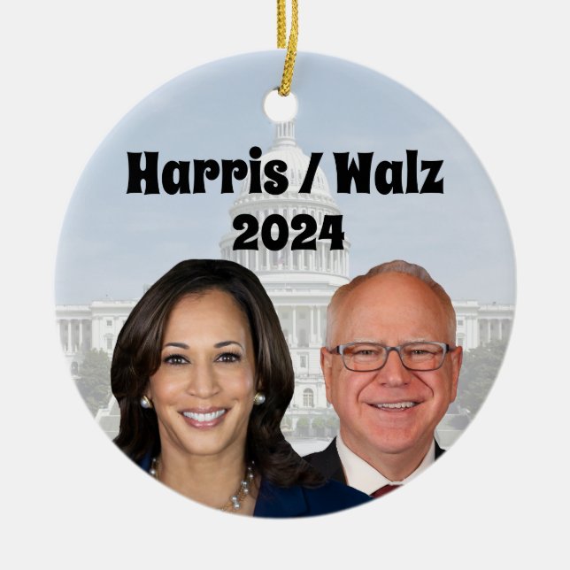 Kamala Harris und Tim Walz 2024 Keramik Ornament (Vorne)