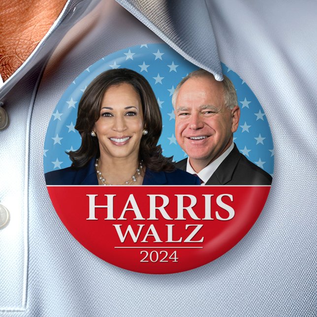 Kamala Harris und Tim Walz 2024 - Moderne Sterne Button (Campaign Button)