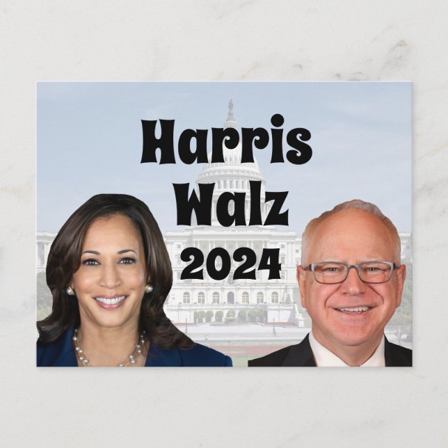 Kamala Harris und Tim Walz 2024 Postkarte (Vorderseite)