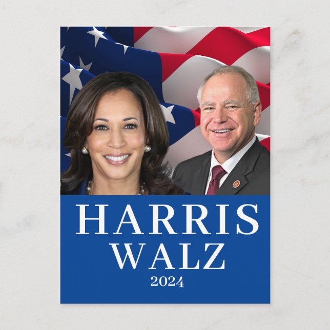 Kamala Harris und Tim Walz 2024 Postkarte (Vorderseite)