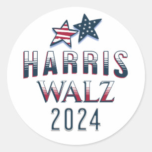 Kamala Harris und Tim Walz 2024 Runder Aufkleber