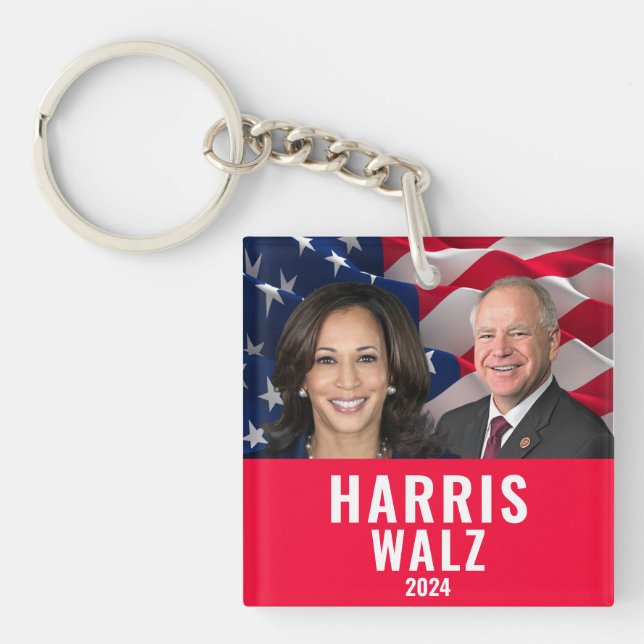 Kamala Harris und Tim Walz 2024 Schlüsselanhänger (Vorderseite)