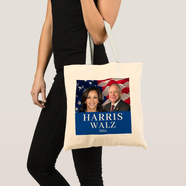 Kamala Harris und Tim Walz 2024 Tragetasche (Vorderseite (Produkt))