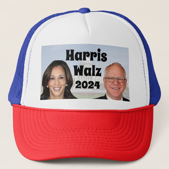 Kamala Harris und Tim Walz 2024 Truckerkappe (Vorderseite)