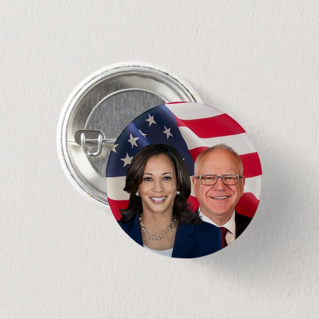Kamala Harris und Tim Walz Button (Vorne & Hinten)