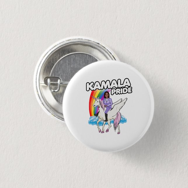 KAMALA HARRIS UNICORN PRIDE BUTTON (Vorne & Hinten)
