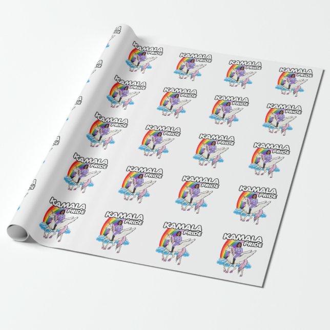 KAMALA HARRIS UNICORN PRIDE GESCHENKPAPIER (Ungerollt)