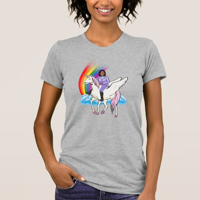 KAMALA HARRIS UNICORN UND RAINBOW T-Shirt (Vorderseite)
