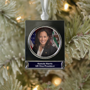 Kamala Harris US-Vizepräsident, Biden 2024 Banner-Ornament Silber