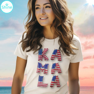 Kamala Harris USA Flag Balloon Letters Democrats T-Shirt