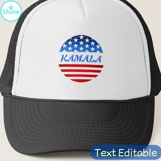 Kamala Harris USA Flag Custom Text Elections 2024 Truckerkappe (Von Creator hochgeladen)