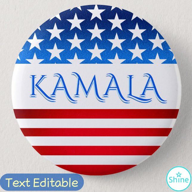 Kamala Harris USA Flag Demokraten Personalisierter Button (Von Creator hochgeladen)