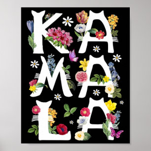 Kamala Harris Vintag Floral Cat Briefe Präsident Poster