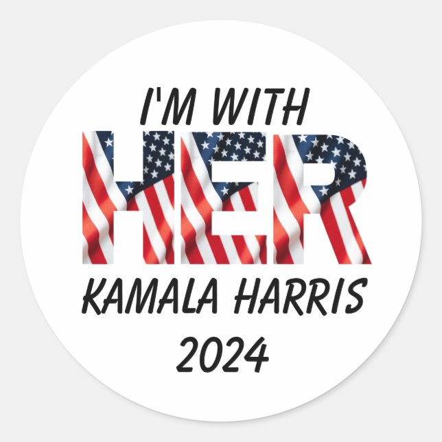 Kamala Harris Wahl 2024 Runder Aufkleber (Vorderseite)