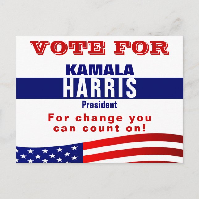 Kamala Harris Wahlkampfvorlage Postkarte (Vorderseite)