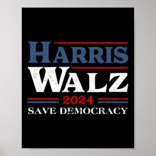 Kamala Harris Waltz 2024 Wahl Demokratie retten Poster