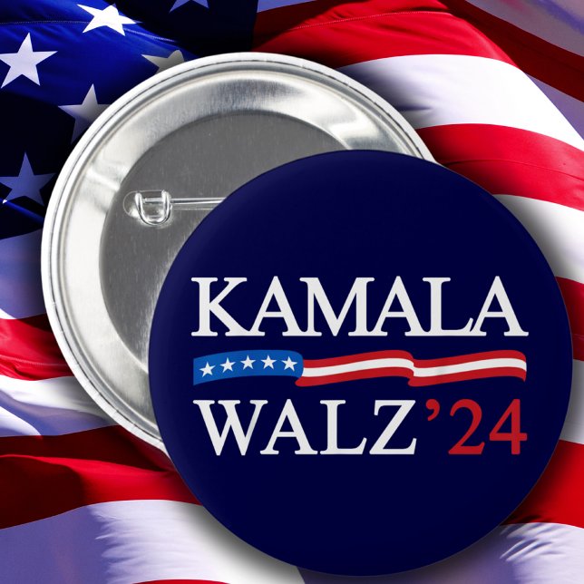 Kamala Harris Walz 2024 offensichtlich blau Button (Von Creator hochgeladen)