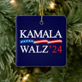 Kamala Harris Walz 2024 offensichtlich blau Keramikornament