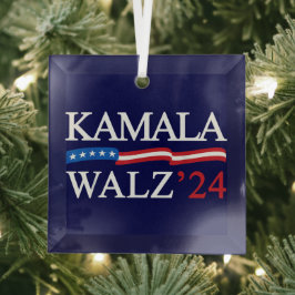 Kamala Harris Walz 2024 offensichtlich blau Ornament Aus Glas
