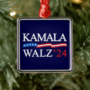 Kamala Harris Walz 2024 offensichtlich blau Ornament Aus Metall