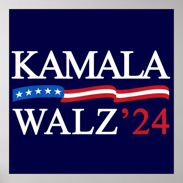 Kamala Harris Walz 2024 offensichtlich blau Poster (Vorne)