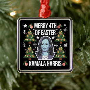 Kamala Harris Weihnachten Santa Frohe 4. Ostern Ornament Aus Metall