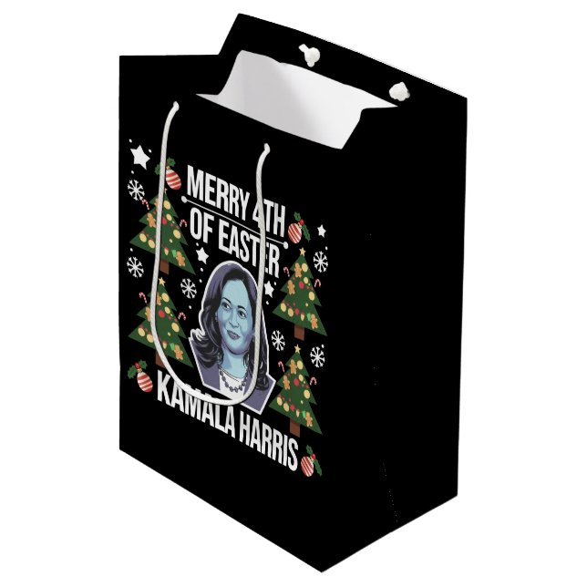 Kamala Harris Weihnachten Weihnachten Weihnachten  Mittlere Geschenktüte (Vorderseite Schrägansicht)