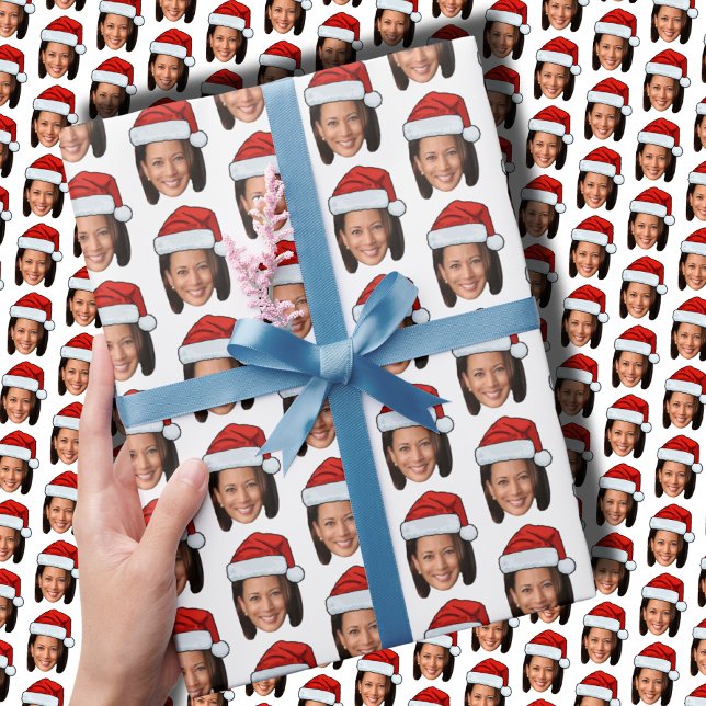 Kamala Harris Weihnachtsmannmütze Weihnachten Geschenkpapier (Von Creator hochgeladen)