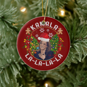 Kamala Harris Weihnachtsmannmütze Weihnachten Keramik Ornament