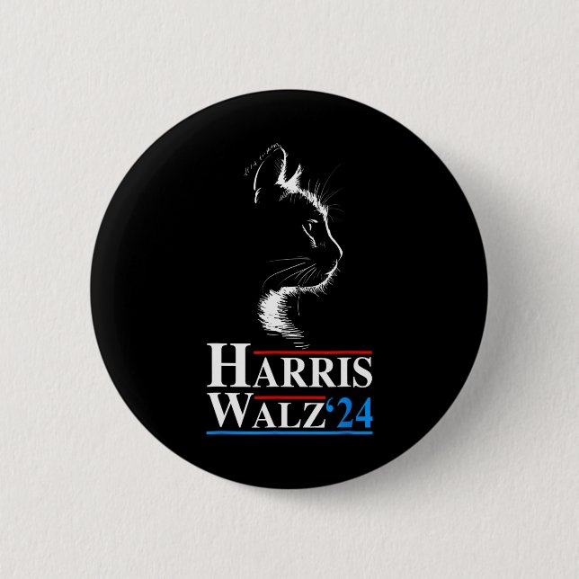 Kamala Harris Wheimer 2024 Cat Funny Vp Vice Presi Button (Vorderseite)