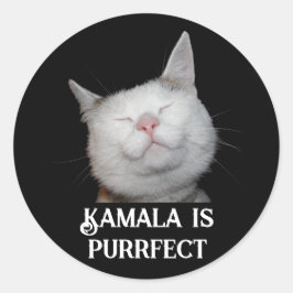 Kamala ist Purrfect Runder Aufkleber