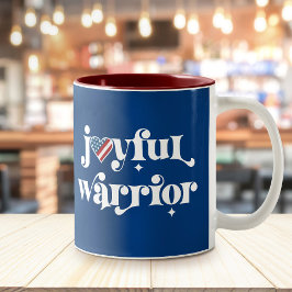 Kamala Joyful Warrior White Type USA Flaggenherz Zweifarbige Tasse