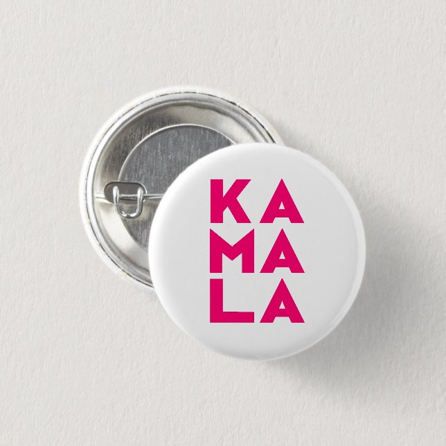 kamala Ka ma la 3 Silben Typografie pink weiß Button (Vorne & Hinten)