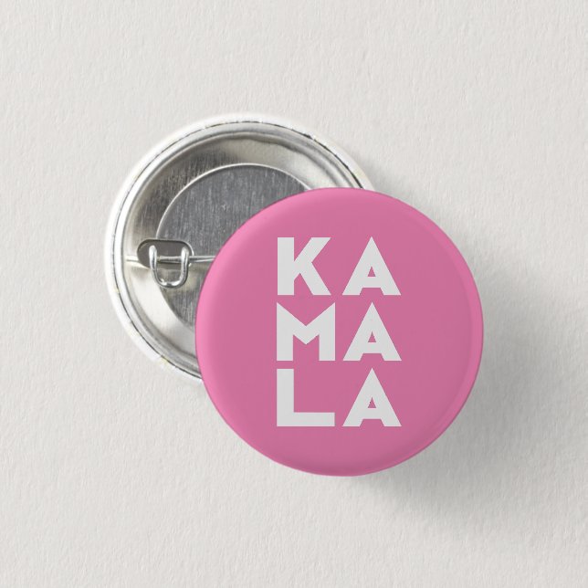 kamala Ka ma la 3 Silben Typografie weiß pink Button (Vorne & Hinten)