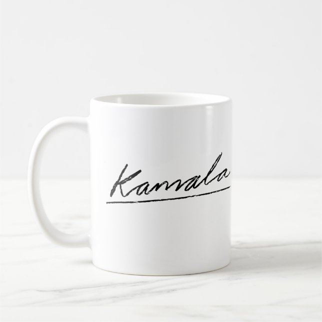 Kamala-Kursive Signatur Kaffeetasse (Links)