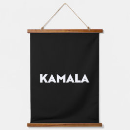 Kamala minimalistische moderne Typografie weiß sch Wandteppich Mit Holzrahmen