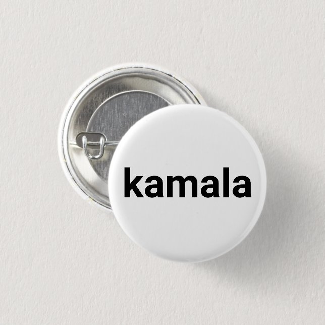 Kamala minimalistische Typografie Schwarz-weiß Button (Vorne & Hinten)