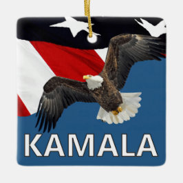 Kamala mit Adler und Flagge Keramikornament