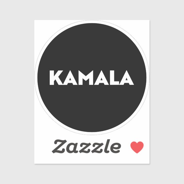 Kamala moderne fette Typografie weiß schwarz rund Aufkleber (Blatt)