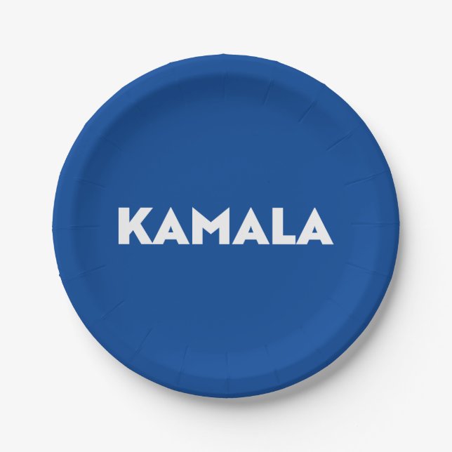 Kamala moderne mutige Typografie minimalistisch bl Pappteller (Vorderseite)