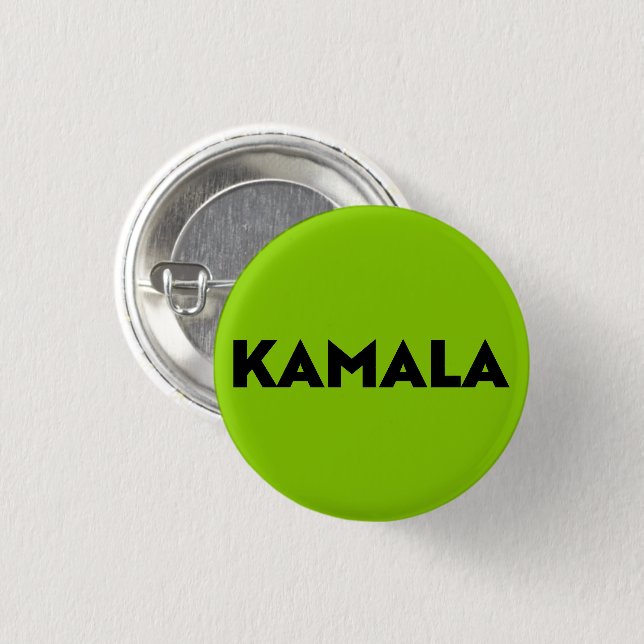 Kamala moderne, mutige Typografie schwarzer grüner Button (Vorne & Hinten)